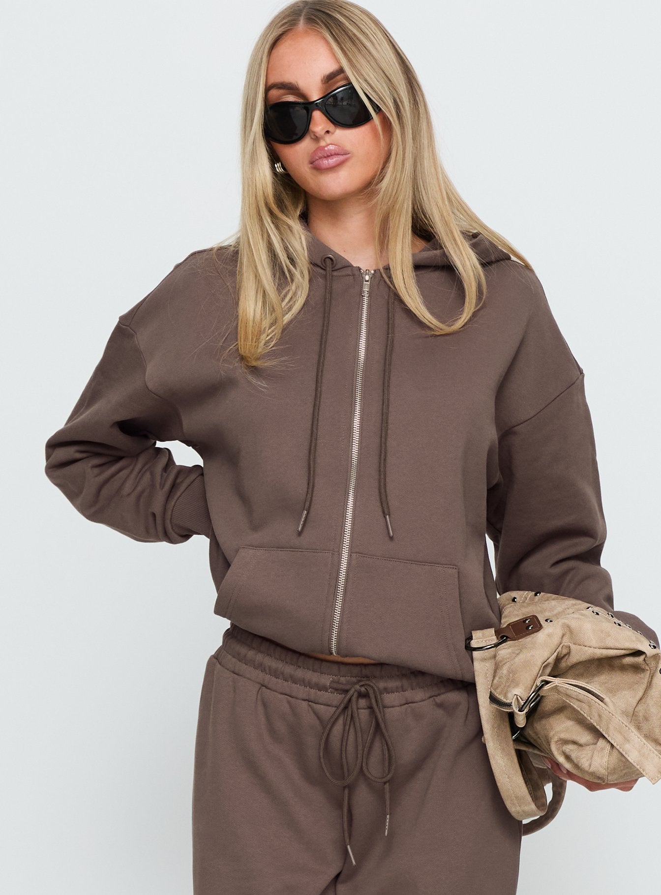 All Day Oversized Hoodie Mocha women's sweater by Ellevoria