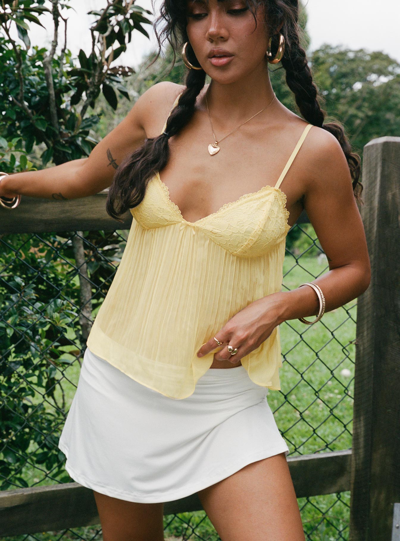 Zami Pleat Top Lemon - women's top by Ellevoria