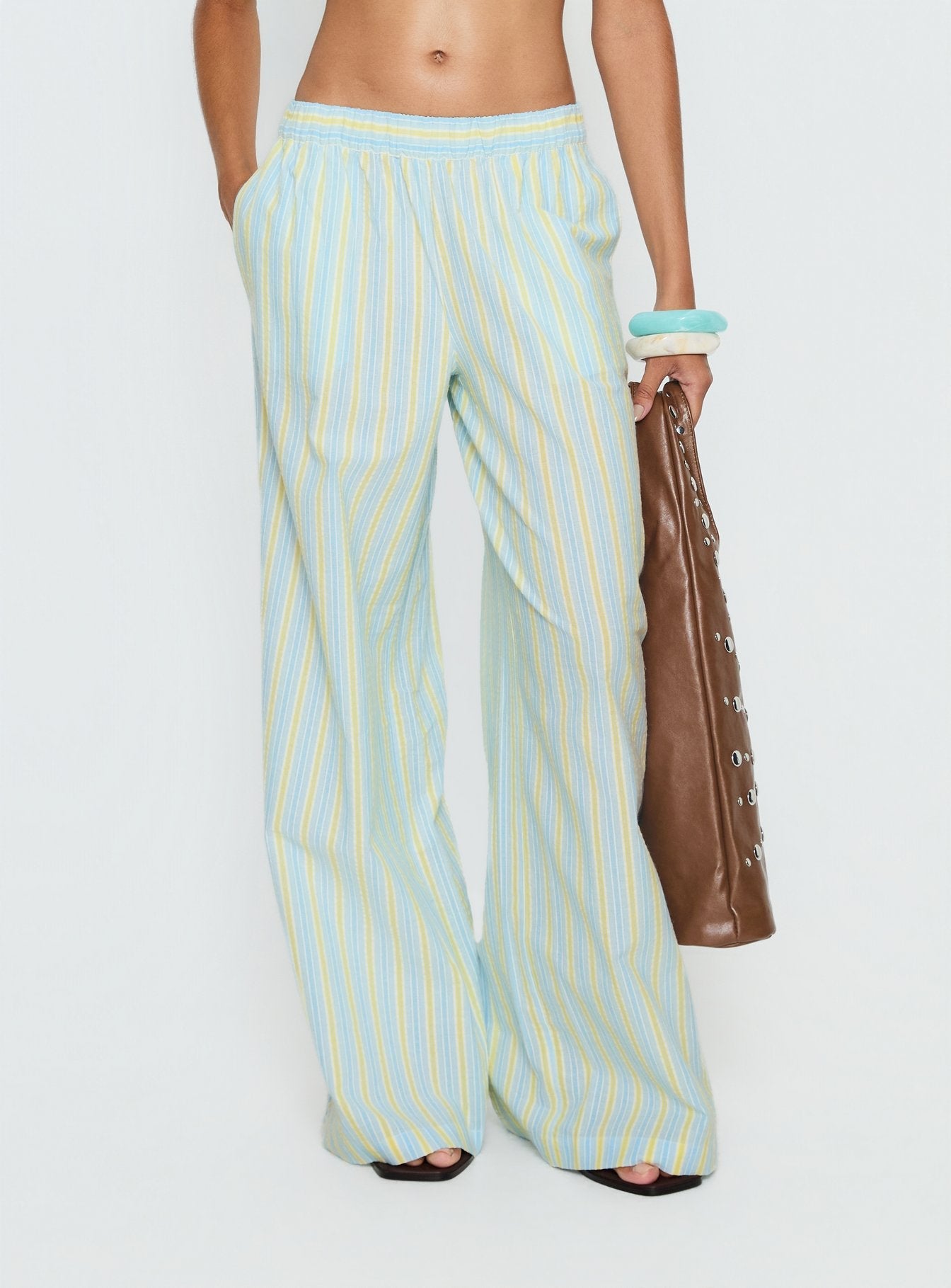 Talyssa Elasticated Waist Pants Blue Stripe women's pant set by Ellevoria