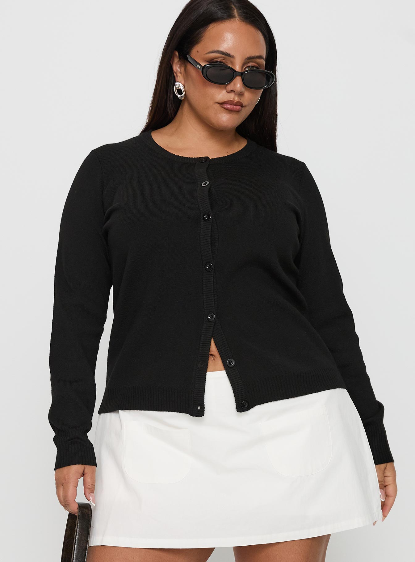 Lauraine Cardigan Black Curve women's sweater by Ellevoria