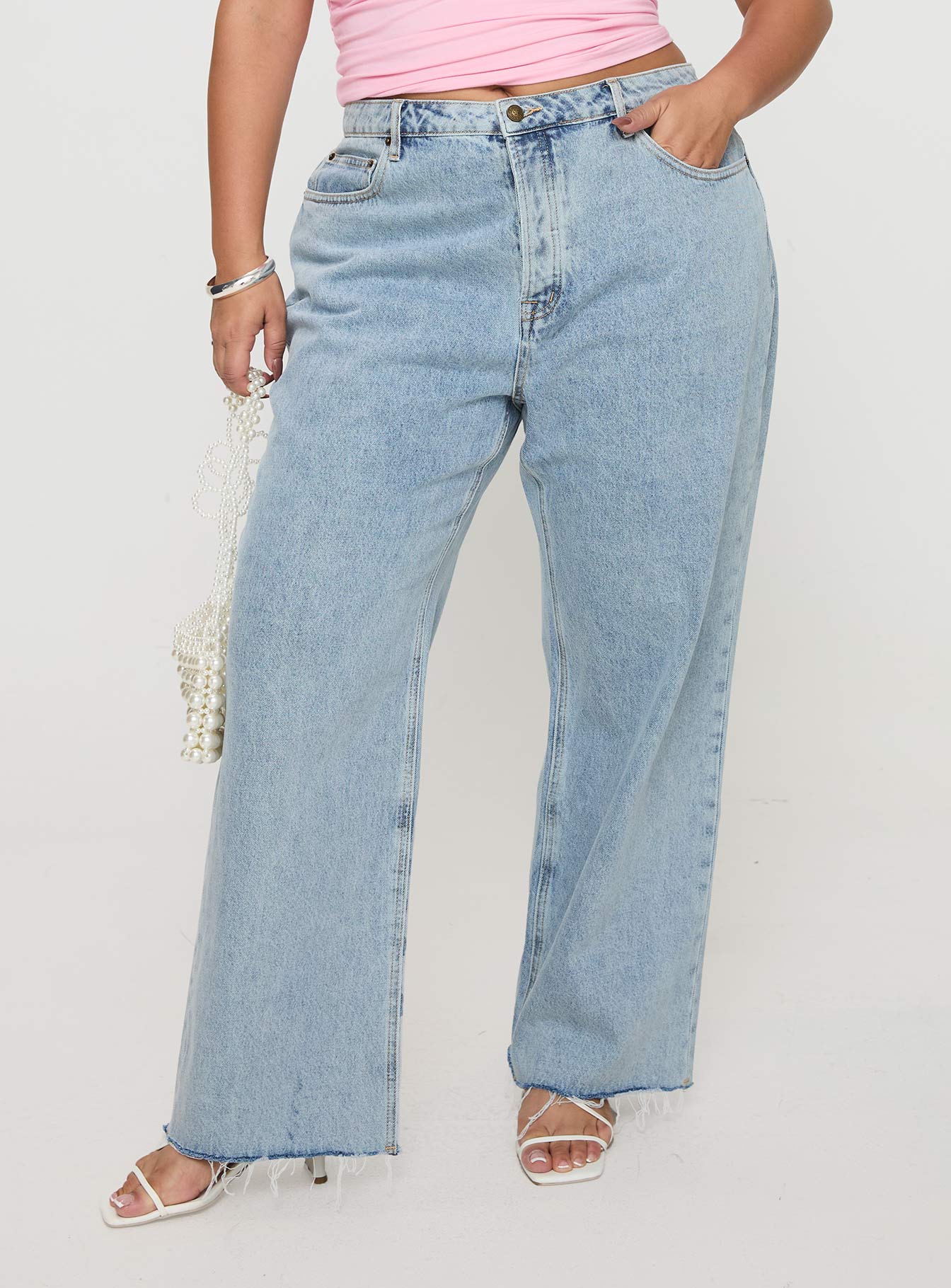Fawcett High Rise Straight Leg Jeans Light Blue Wash Curve women's denim jeans by Ellevoria