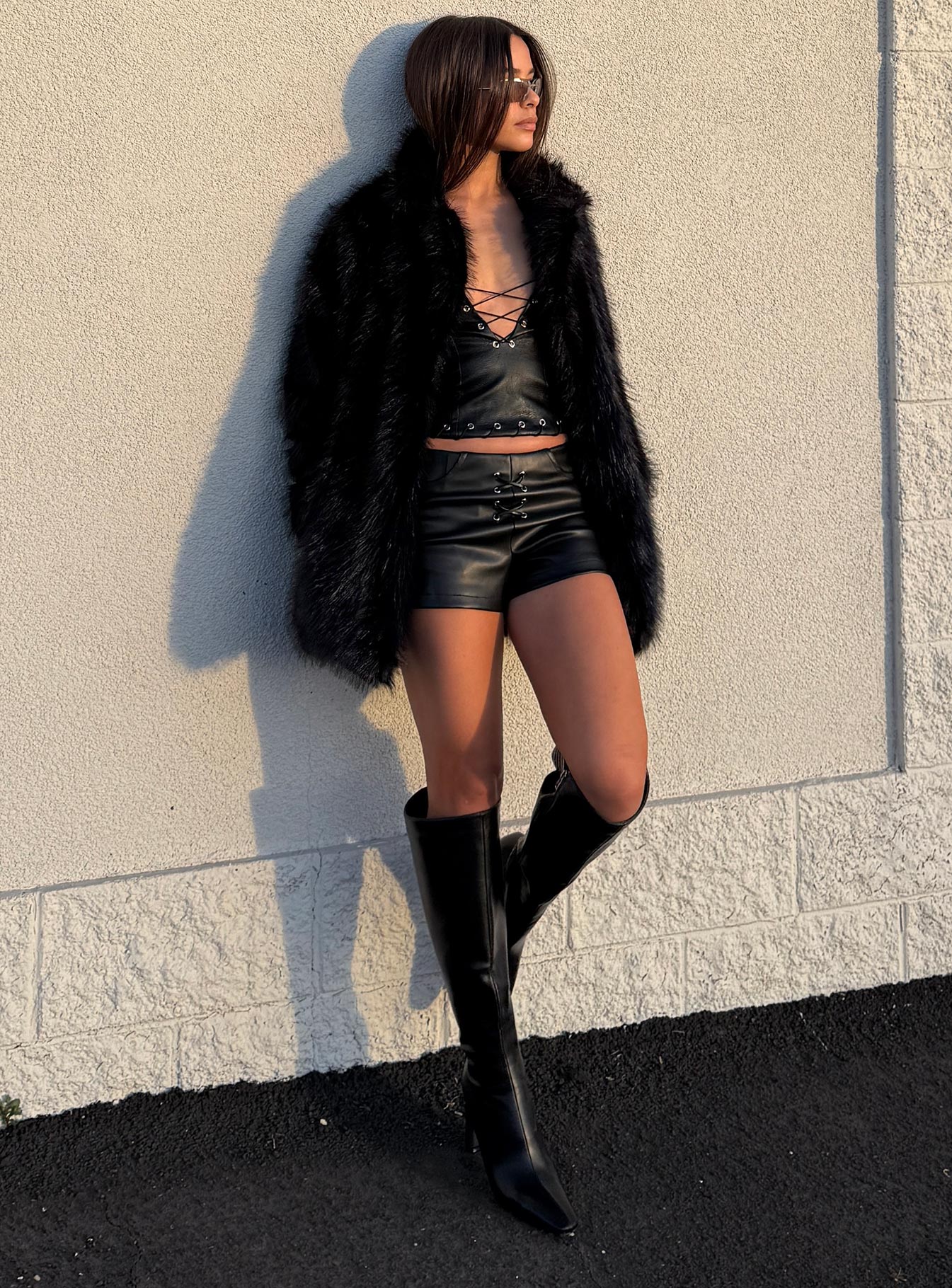 Super Trouper Faux Fur Jacket Black women's jacket by Ellevoria