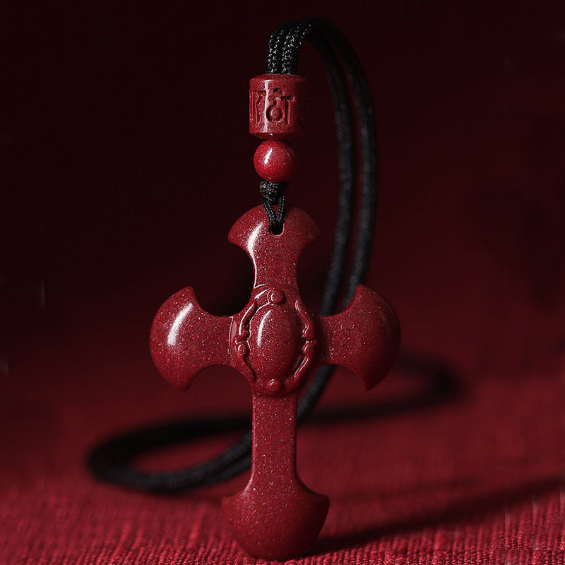 Cinnabar Cross Pendant Necklace