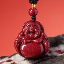 Cinnabar Laughing Buddha Pendant Necklace