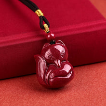 Cinnabar Nine-Tailed Fox Pendant Necklace