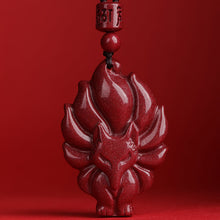 Cinnabar Nine-Tailed Fox Pendant Necklace