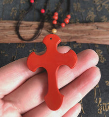 Cinnabar Cross Pendant Necklace