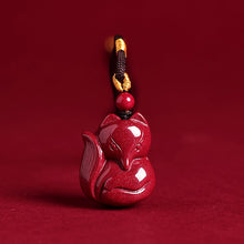 Cinnabar Nine-Tailed Fox Pendant Necklace