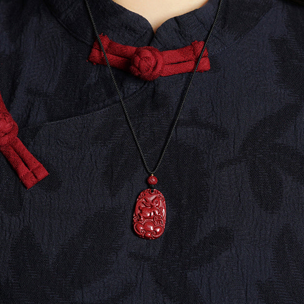 Hand-Carved Cinnabar Zodiac Cloud Pendants