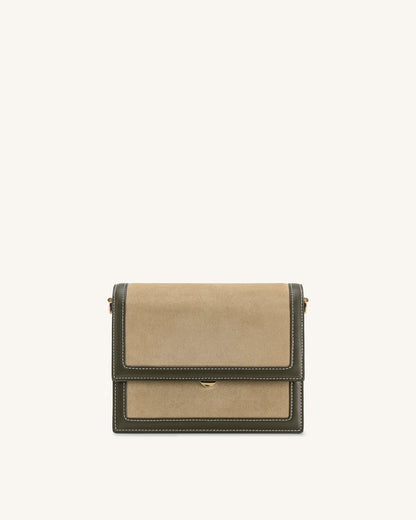 Mini Flap Faux Suede Crossbody - Green