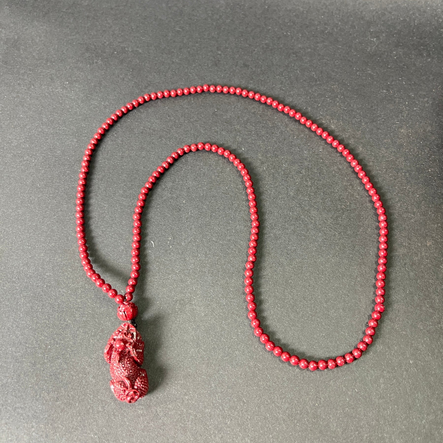 108 Beads Cinnabar Necklace with Pixiu Pendant