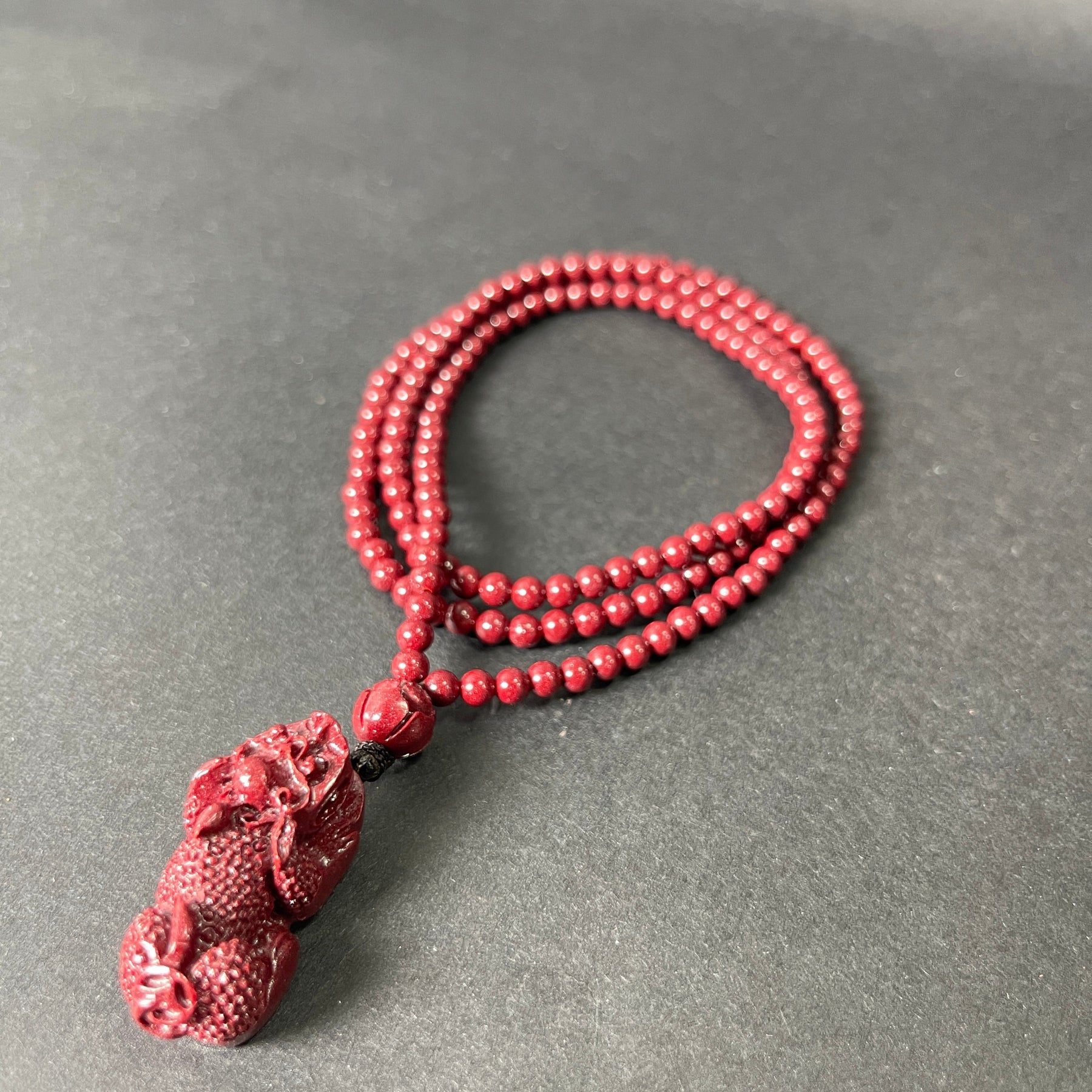 108 Beads Cinnabar Necklace with Pixiu Pendant