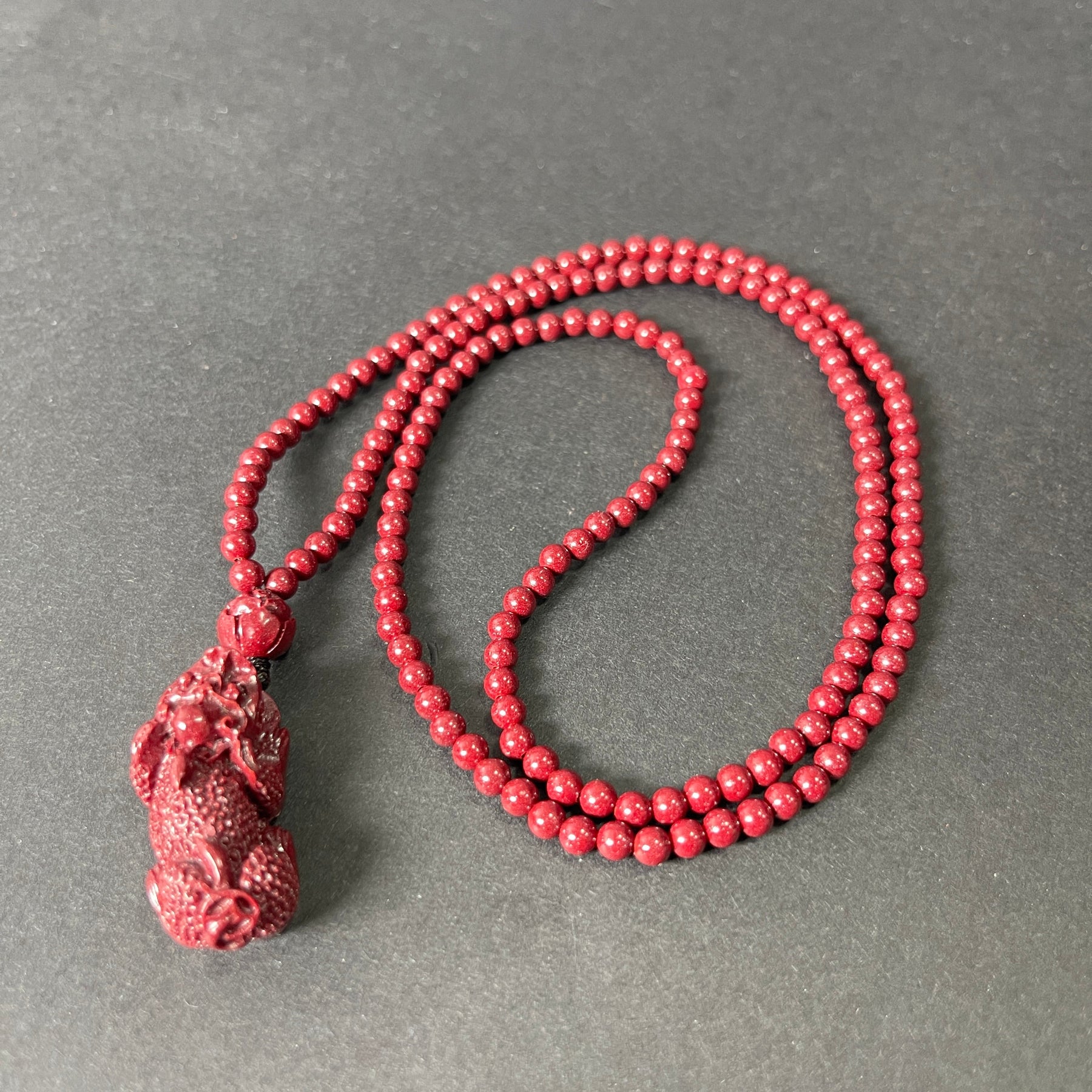 108 Beads Cinnabar Necklace with Pixiu Pendant