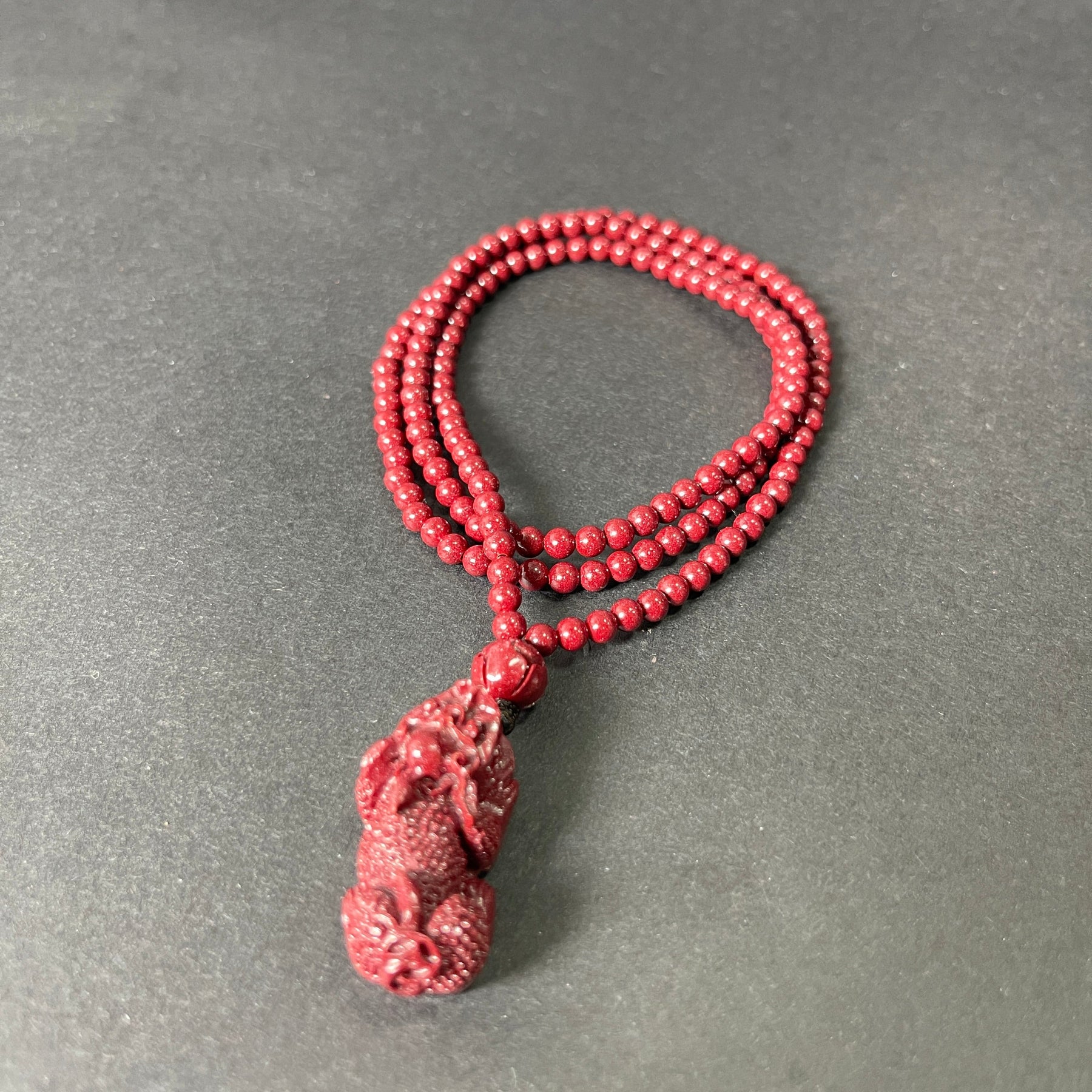 108 Beads Cinnabar Necklace with Pixiu Pendant