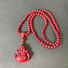 108 Cinnabar Mala Rosary Necklace with Laughing Buddha