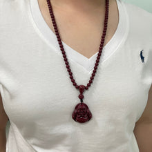 108 Cinnabar Mala Rosary Necklace with Laughing Buddha