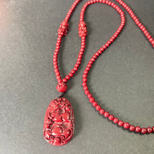108 Cinnabar Mala Rosary with Guardian Animal Pendant