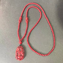 108 Cinnabar Mala Rosary with Guardian Animal Pendant