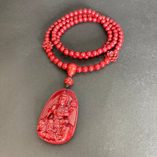 108 Cinnabar Mala Rosary Necklace with Guardian Buddha