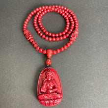 108 Cinnabar Mala Rosary Necklace with Guardian Buddha