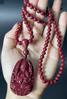 108 Cinnabar Mala Rosary Necklace with Guardian Buddha