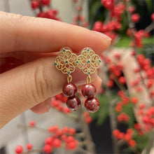 14k Gold & Deep Red Raw Cinnabar Bead Earrings