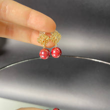 14k Gold & Deep Red Raw Cinnabar Bead Earrings