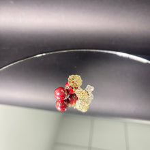 14k Gold & Deep Red Raw Cinnabar Bead Earrings