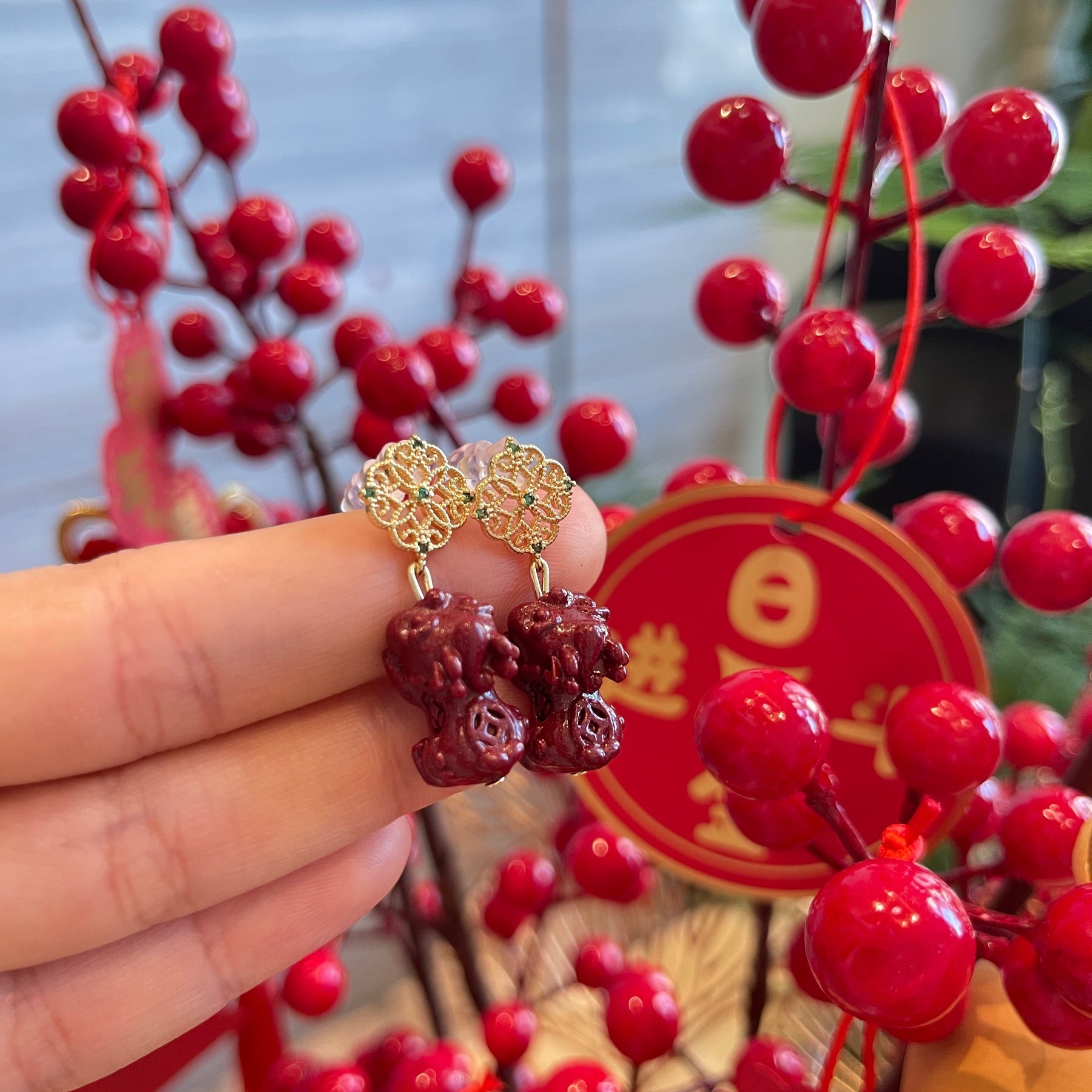 14k Gold Pixiu Earrings