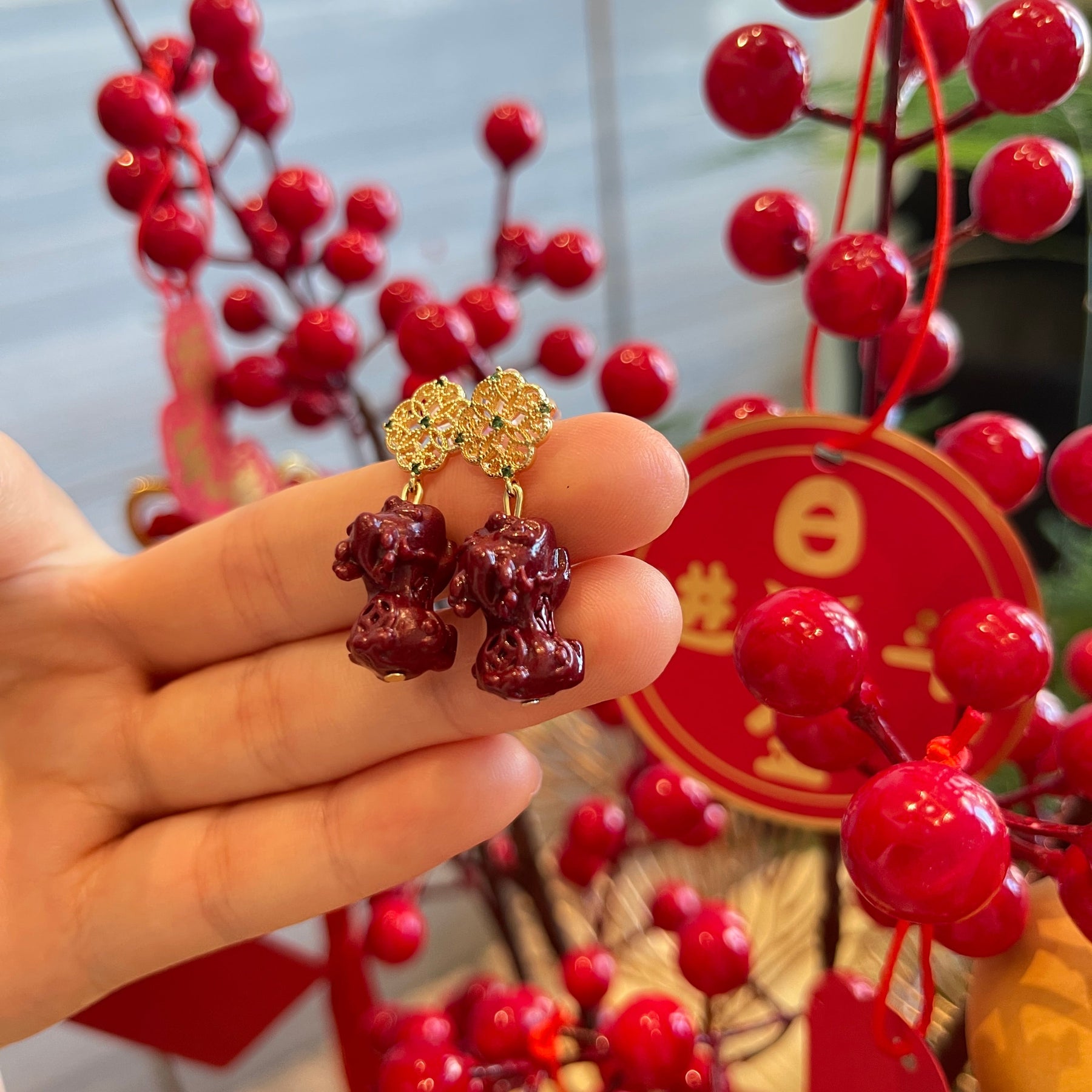 14k Gold Pixiu Earrings