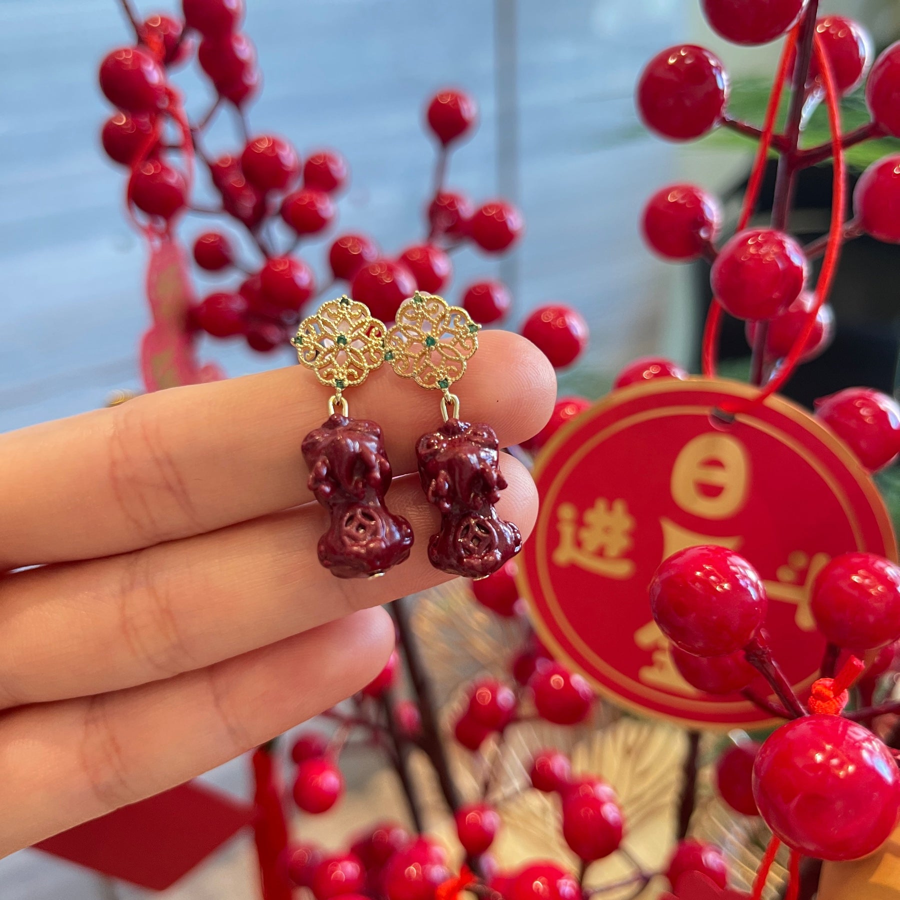 14k Gold Pixiu Earrings