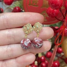 14k Gold & Raw Cinnabar Bead Earrings – Natural Gemstone Drops
