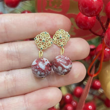 14k Gold & Raw Cinnabar Bead Earrings – Natural Gemstone Drops