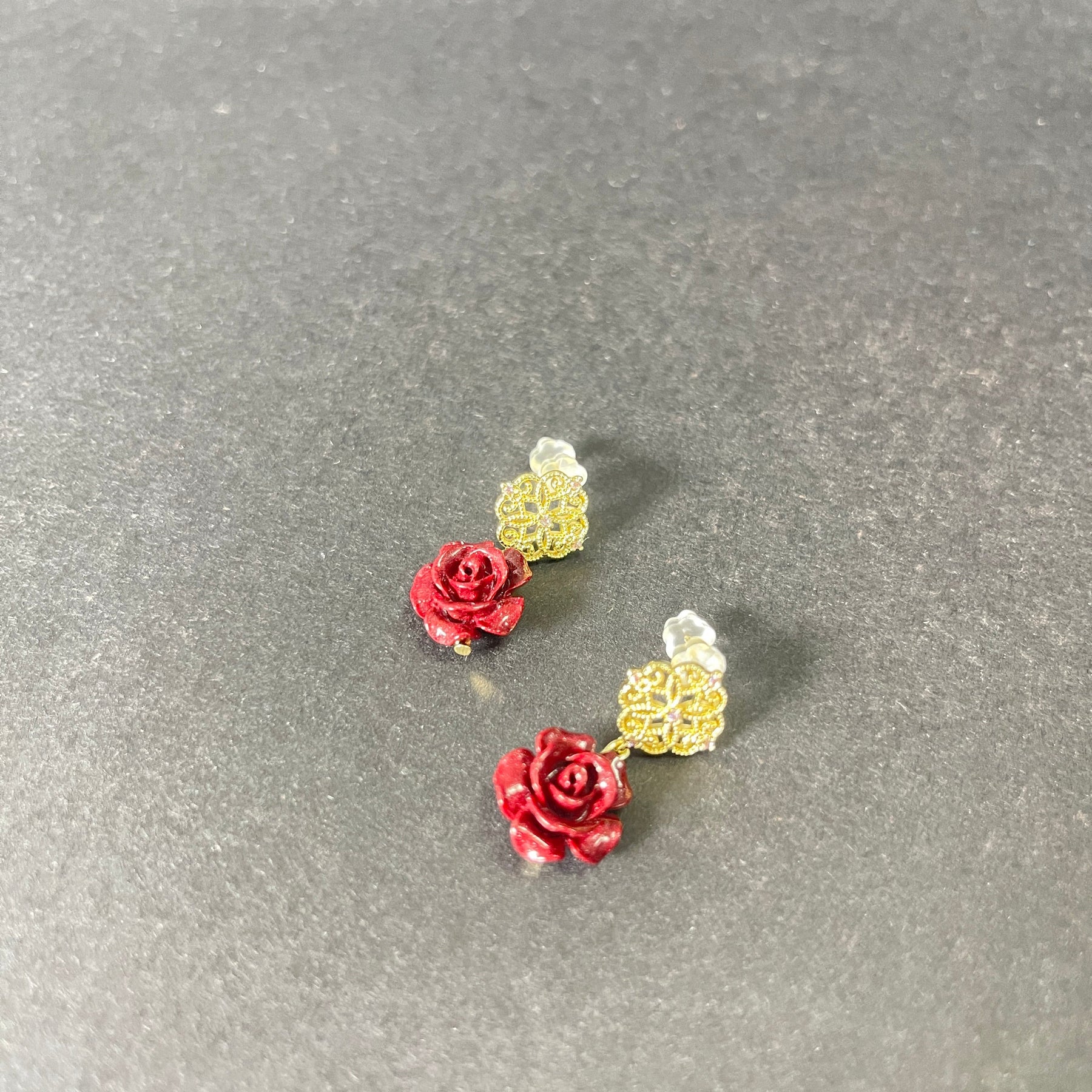14k Gold Rose Earrings – Minimalist Floral Charm