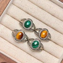 925 Silver Malachite Yellow Tiger's Eye Ring