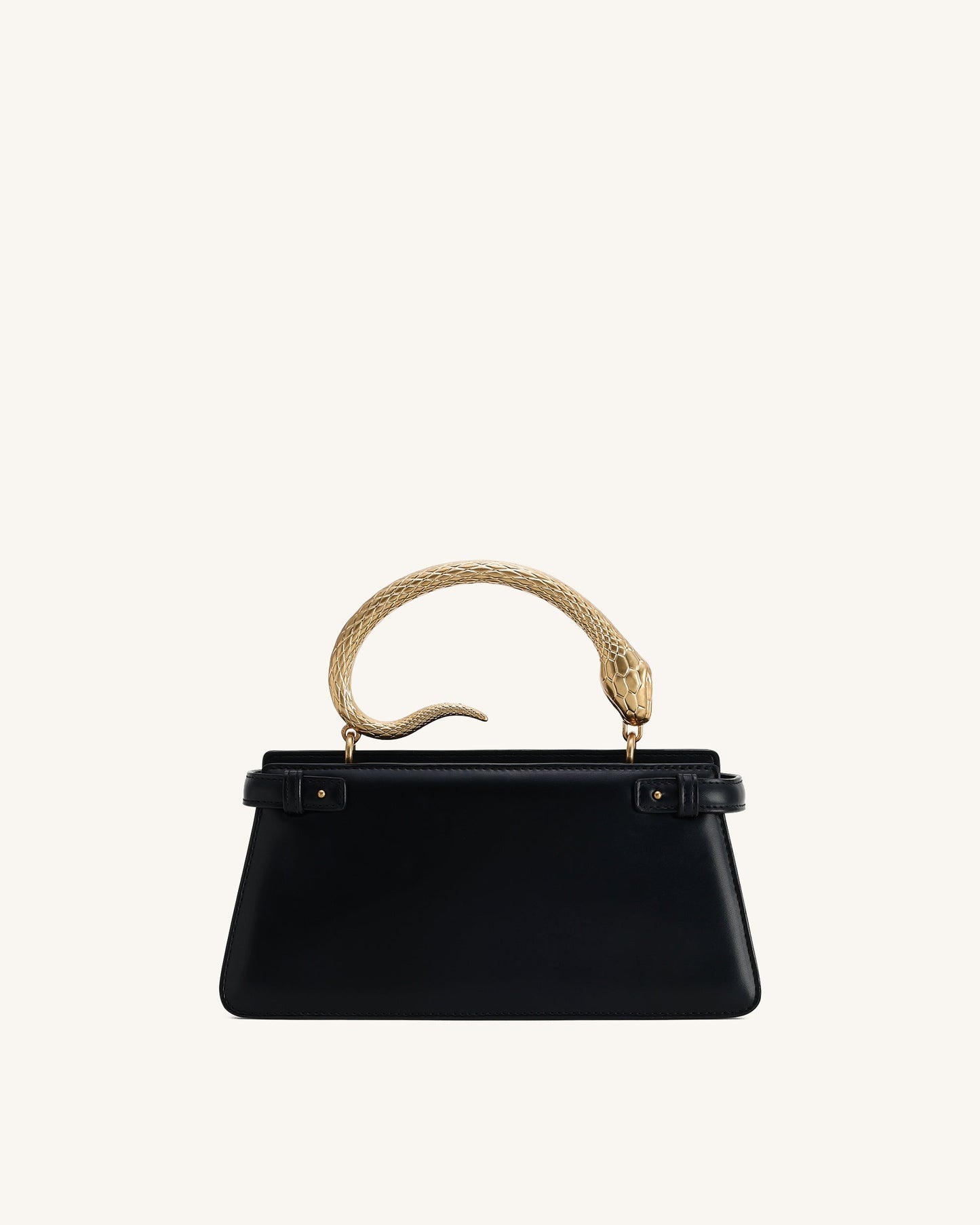 Elena Snake Handle Top Handle Bag - Black