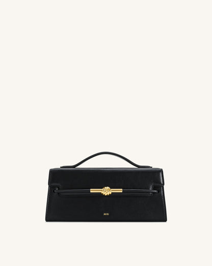 Lena Metal Rope Knot Top Handle Bag - Black