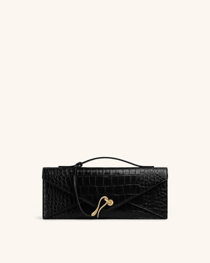 Celeste Envelope Top Handle Bag - Black Croc