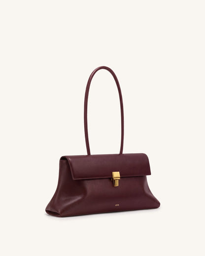 Selene Lock Flap Shoulder Bag - Burgundy