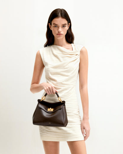 Lucia Classic Top Handbag - Dark Brown