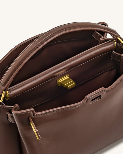 Carmen Top Handle Bag - Reddish Brown