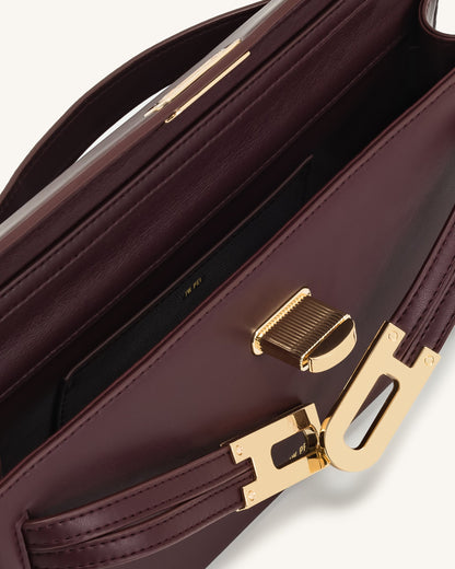 Bria Structured Top Handle Bag - Deep Burgundy