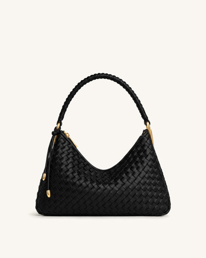 Lorena Woven Shoulder Bag - Black