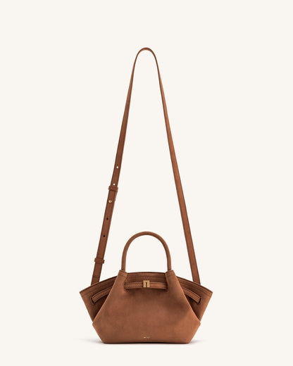 Hana Mini Faux Suede Tote Bag - Brown