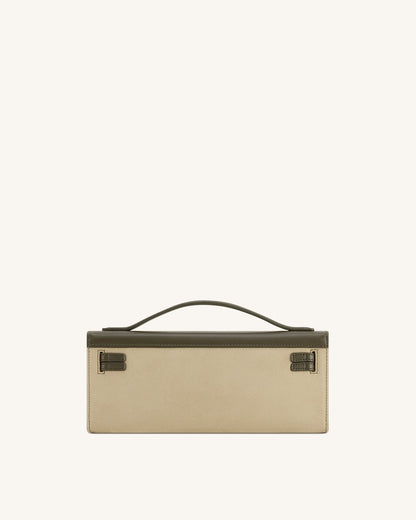 Bria Faux Suede Structured Top Handle Bag - Dark Olive