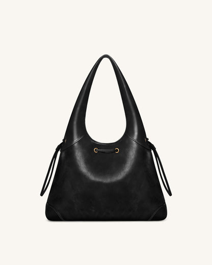 Celandra Drawstring Hobo Bag - Black
