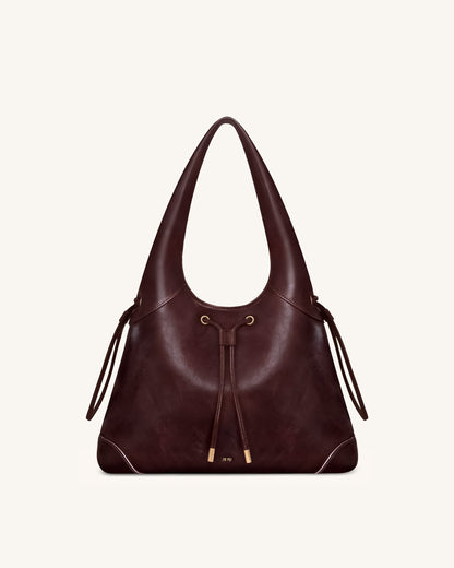 Celandra Drawstring Hobo Bag - Deep Burgundy