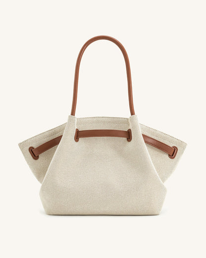 Hana Large Tote Bag - Brown Canvas