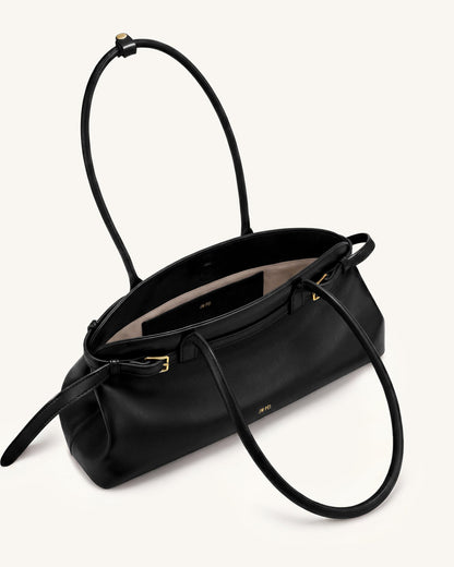 Arden Belt Detail East-West Shoulder Bag - Black