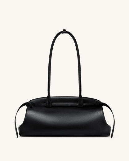 Arden Belt Detail East-West Shoulder Bag - Black